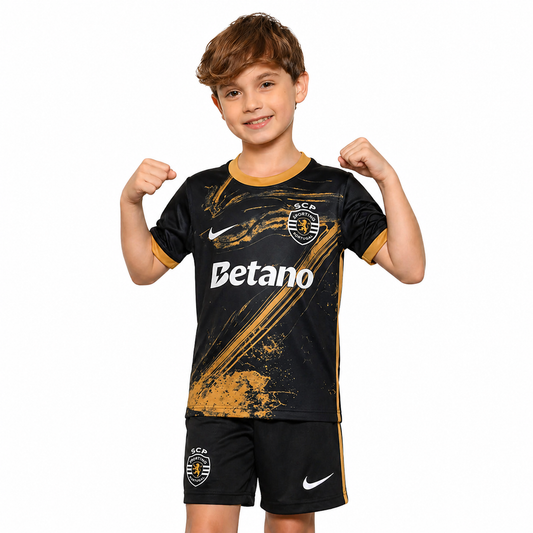 Conjunto infantil terceiro equipamento 2024/25 - preto e dourado - imagem 1