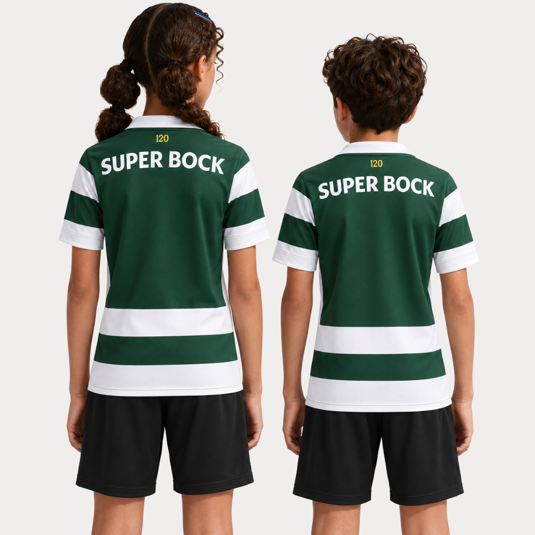 Conjunto Infantil SCP Principal 120.º Aniversário 2026/27 – Verde e Branco