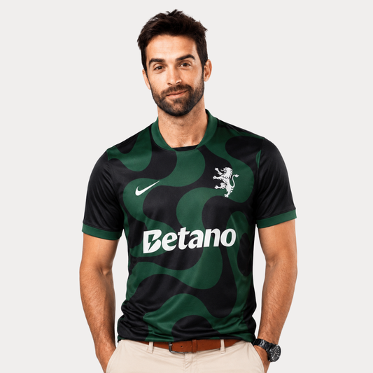 Camisola Alternativa Preta e Verde 2025/26