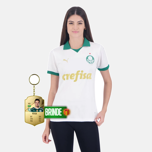 Camisola Palmeiras Feminina branca away 2024/25 - imagem 1