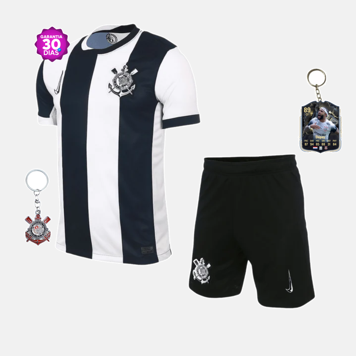 Conjunto Infantil Corinthians listrado 2024/25 - imagem 1