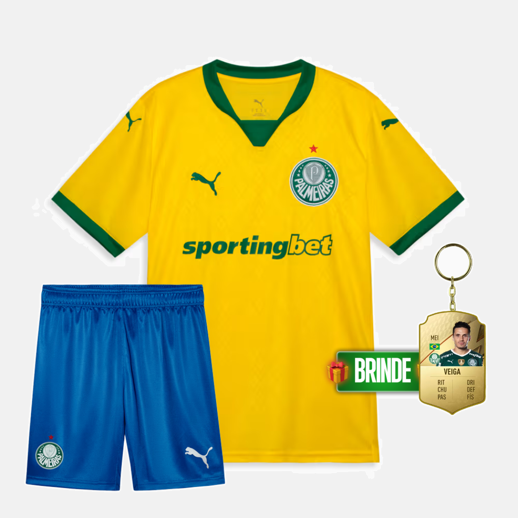 Conjunto Infantil Palmeiras amarela third 2025/26 - imagem 1