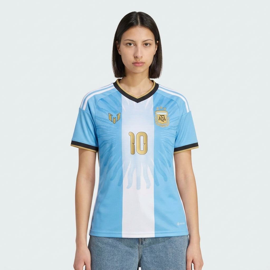 Camisola Feminina Seleção Argentina 2026 — com Personalização Messi 10 🇦🇷