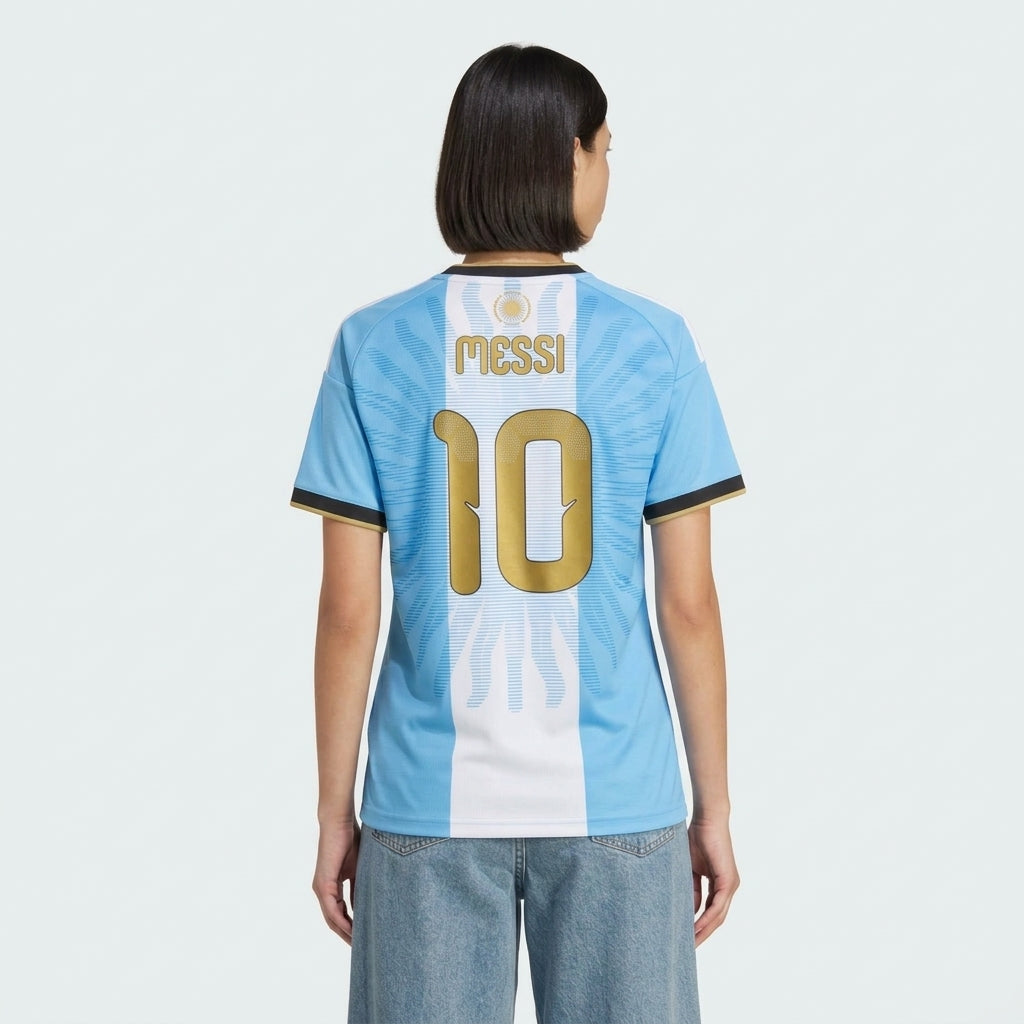 Camisola Feminina Seleção Argentina 2026 — com Personalização Messi 10 🇦🇷
